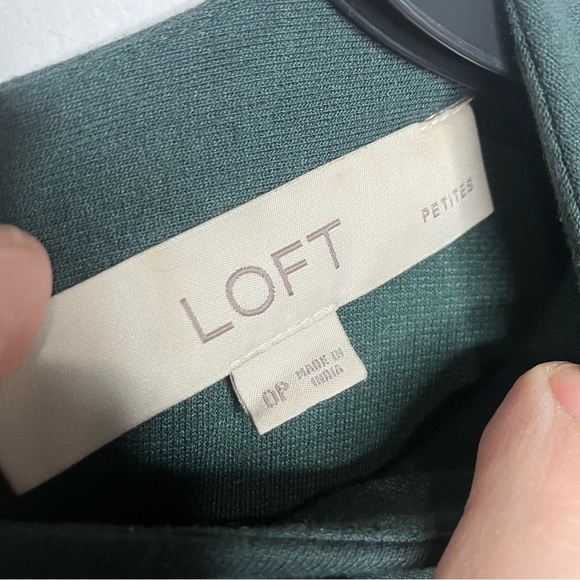 Loft Petites‎ dark green fit & flare blouson dress long sleeve size 0P - Picture 5 of 9